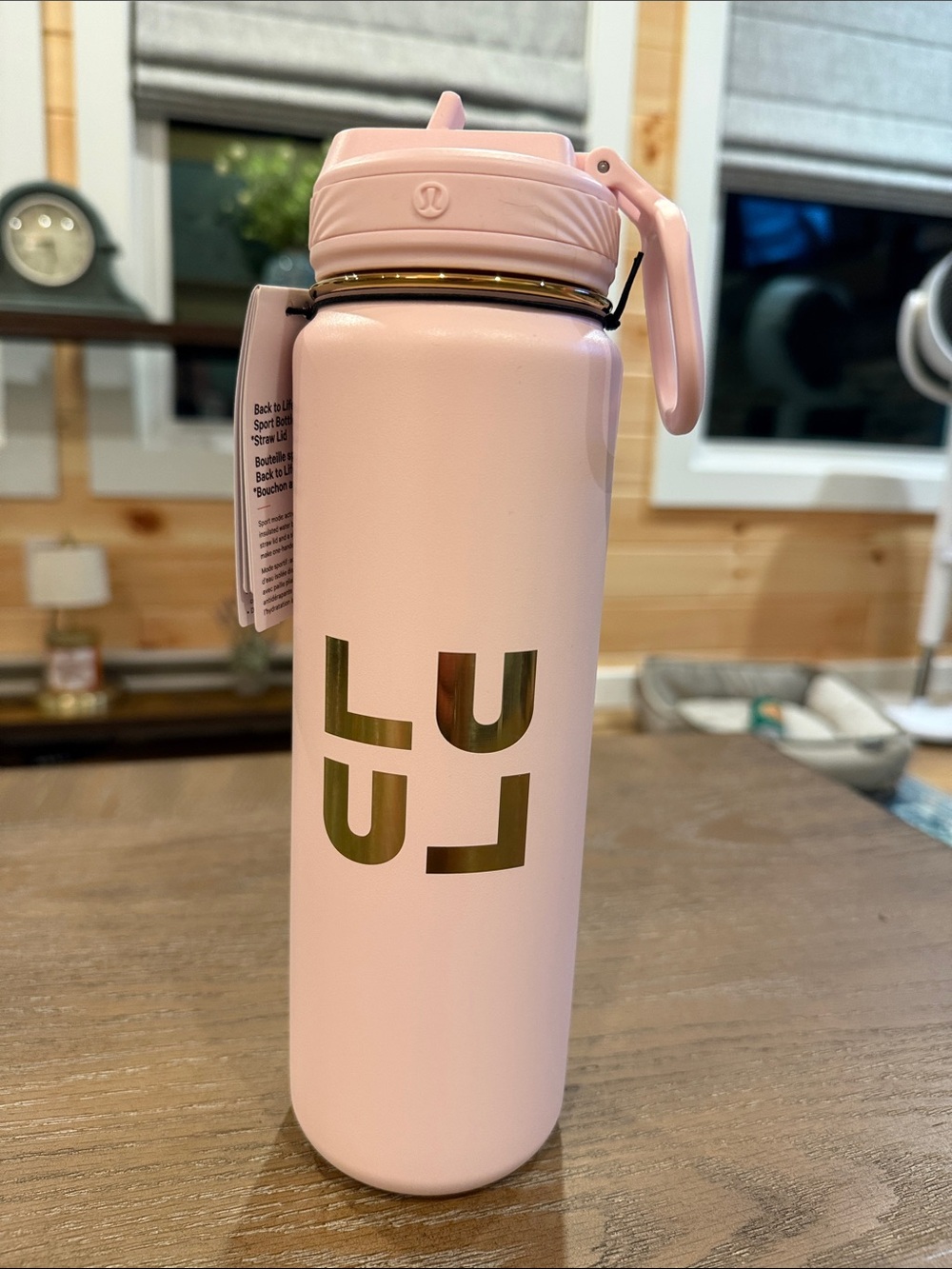 lululemon athletica Pink Stainless Insulated Bottle with Gold Logo